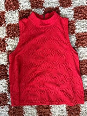 Anthropologie Red Sleeveless Zip-Up Tank Top